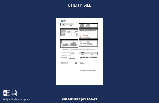 stile verificato Modello di bolletta energetica USA Texas TXU